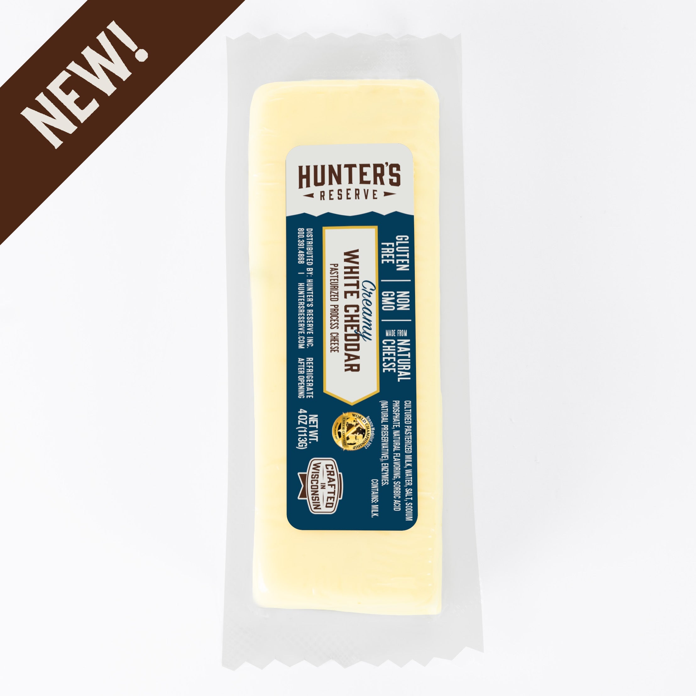 Creamy White Cheddar 4oz Cheese Bar, Shelf Stable – Hunter's Reserve